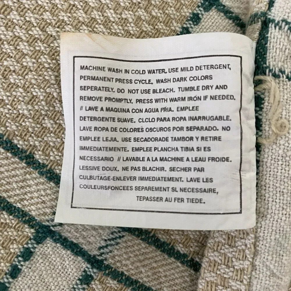 Lot of 4 Cloth Napkins Beige Green White Plaid 16